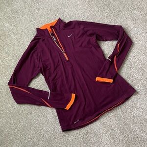 Nike Running Women’s Dri-Fit Maroon and Orange Quarter Zip Zip-Up Top Size Small
